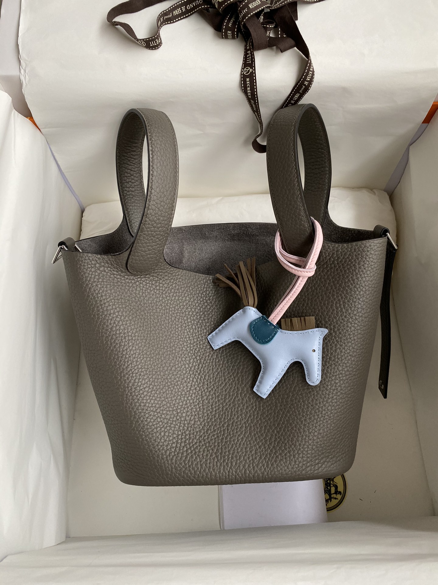 Hermes Picotin Lock 18 Bag In Etain Clemence Leather